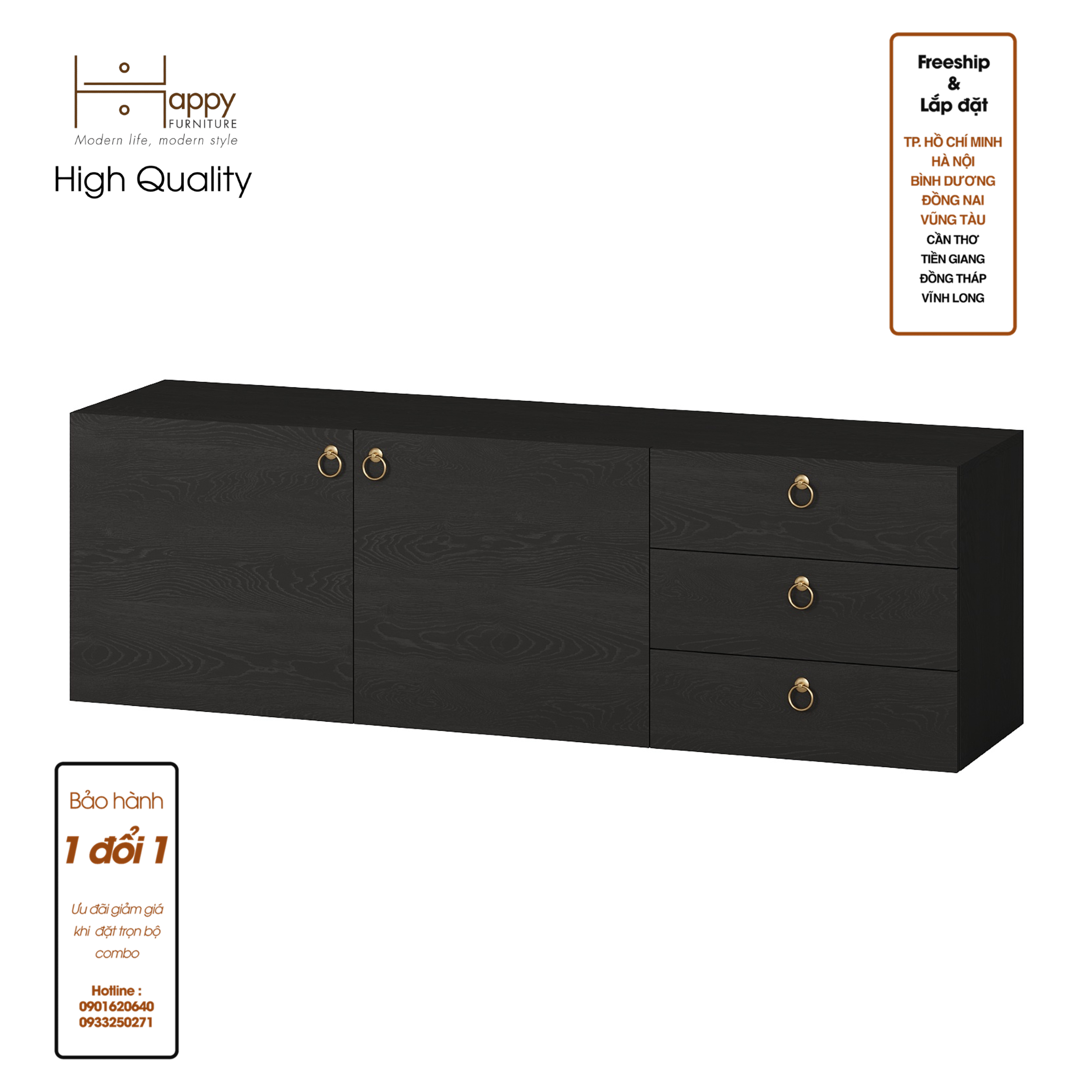 [Happy Home Furniture] WESLEY, Kệ Tivi 3 ngăn kéo - 2 cửa mở, 160cm x 40cm x 50cm ( DxRxC)   , KTV_004