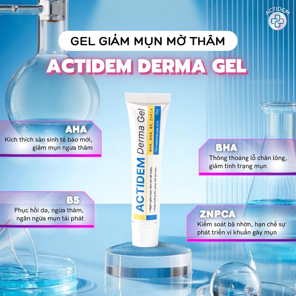 ACTIDEM DERMA GEL - AHA, BHA, ZINC, B5 - GIẢM MỤN MỜ THÂM, DƯỠNG DA, PHỤC HỒI DA MỤN