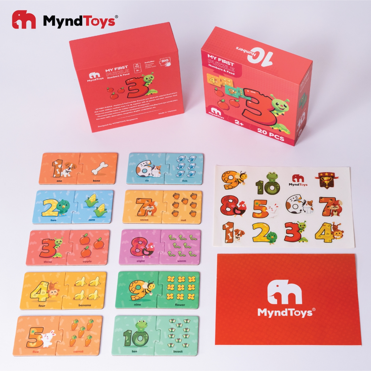 Đồ chơi Giáo dục MyndToys Ghép hình thông minh My First Puzzle – Numbers & Food cho bé từ 2 tuổi