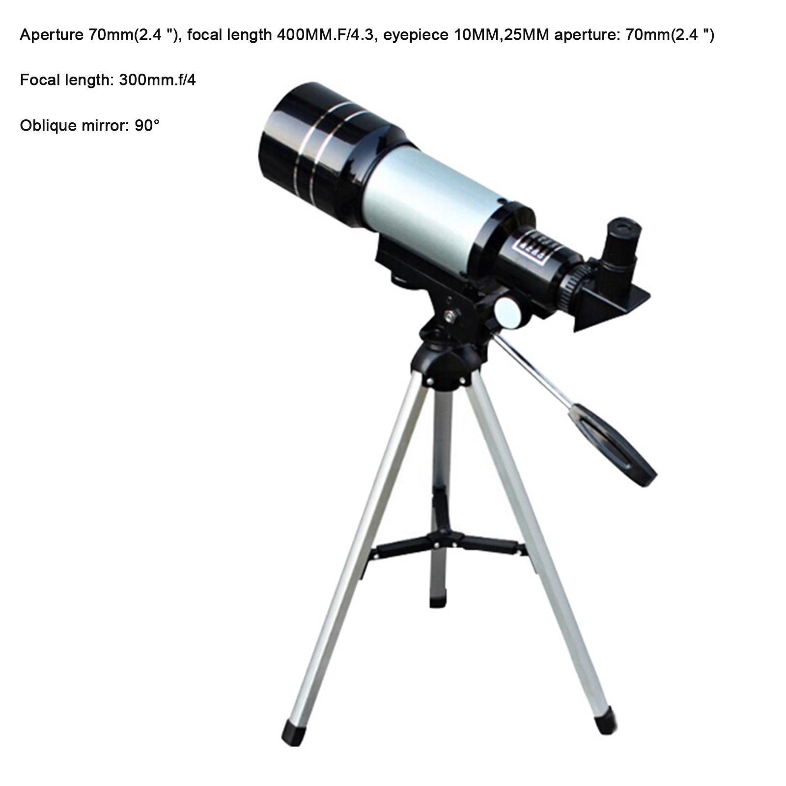 Portable 70mm 300mm Telescope for Beginners Easily Install Astronomy Refractor Telescope ,to Observe Celestial Objects at Night Accessory