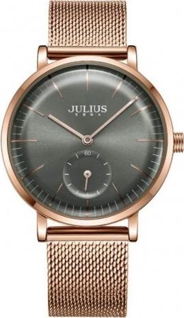 Đồng hồ Nữ Julius dây kim loại Ja1065 Đồng mặt đen xám