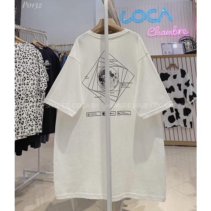 ÁO THUN FORM RỘNG TAY LỠ UNISEX NAM NỮ MÀU TRẮNG HÌNH TRÁI ĐẤT