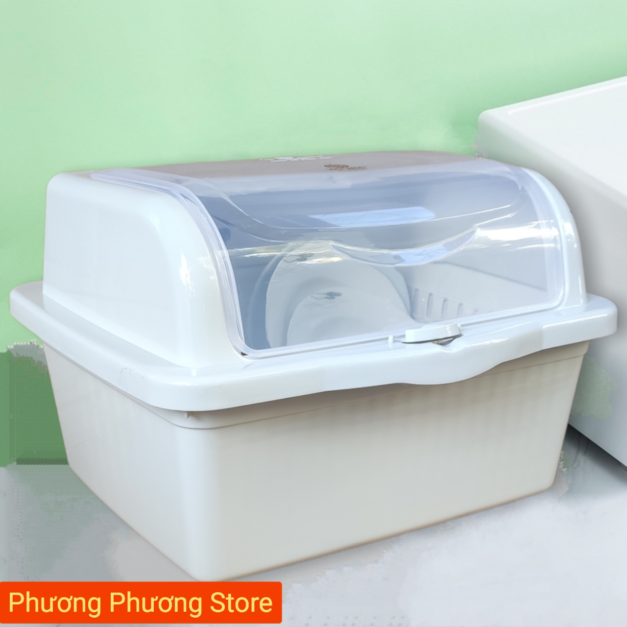 Kệ Úp Chén Bát - Úp Sữa Có Nắp Đậy 1 Tầng- Có Lỗ Thoát Nước - Nắp Đậy Chống Bụi Bặm Cao Cấp