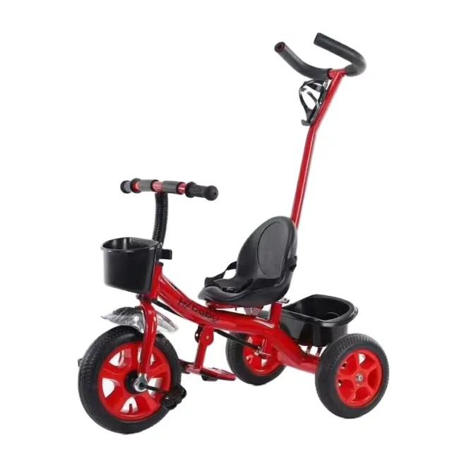 Xe đạp trẻ em, xe đẩy 3 bánh có bàn đạp cần đẩy và giỏ để đồ dành cho bé từ 1 đến 6 tuổi
