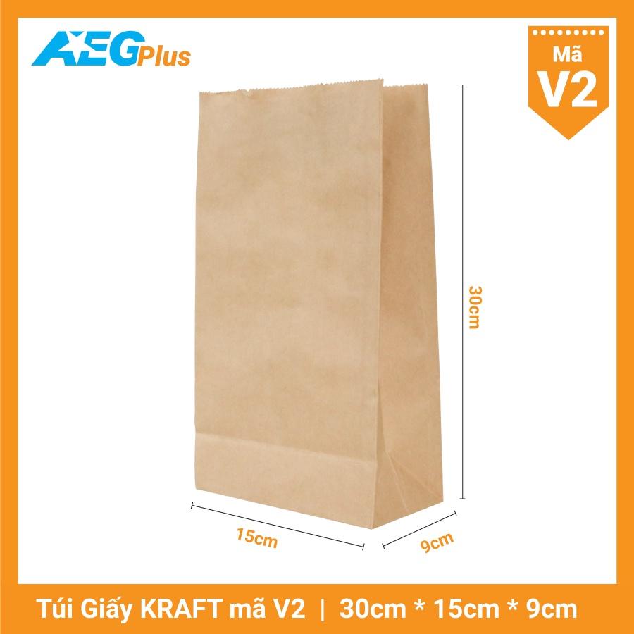 Túi giấy đáy vuông mã V2 (100 túi) - Túi giấy kraft trơn