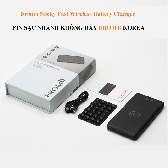 Pin sạc nhanh không dây chính hãng Fromb Korea-8000mAh- Màu đen