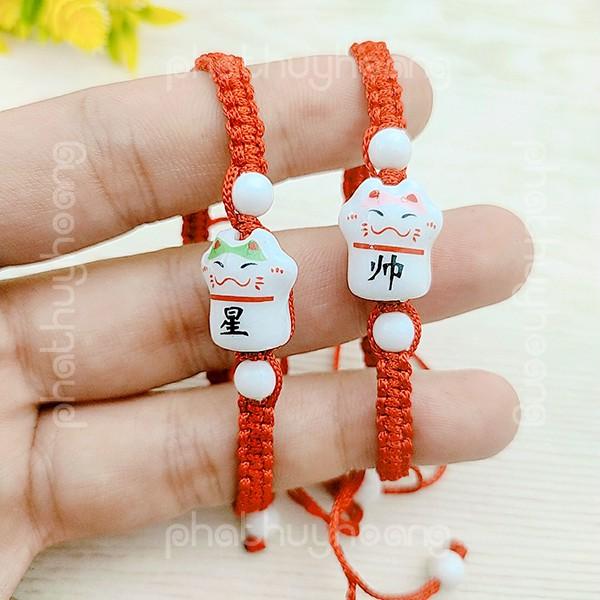 Vòng tay chỉ đỏ mèo ai cũng đeo được có dây rút