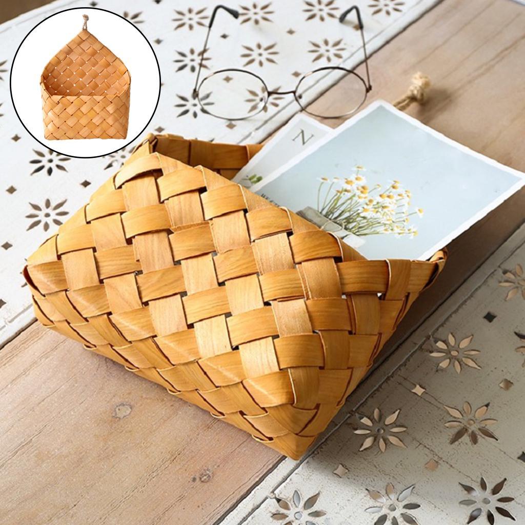 2x Woven Storage Basket Hanging Laundry Basket Flower Container Bin D A