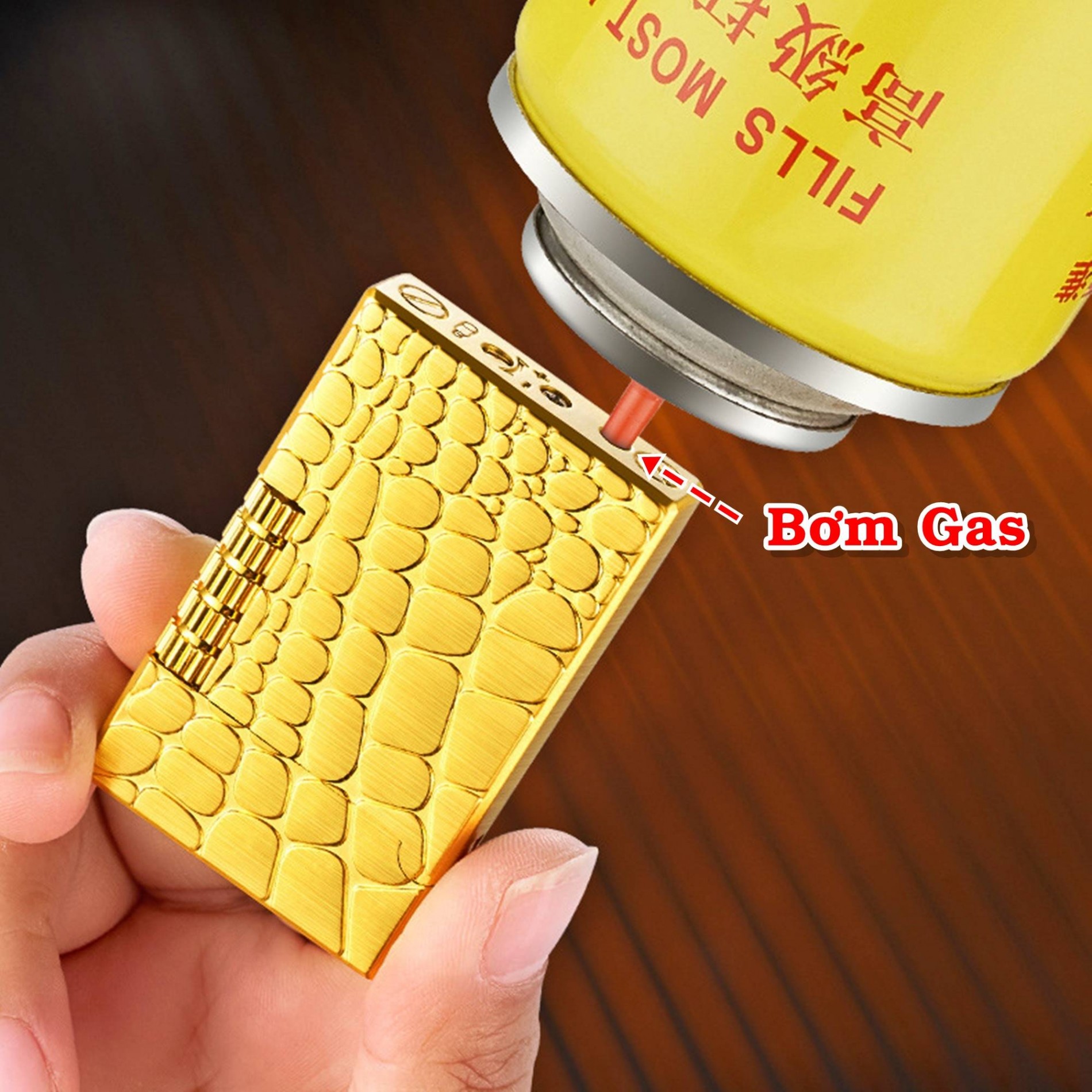 Bật lửa hột quẹt Dupont vân cá sấu M32 (S.T. DUPONT) - xài gas