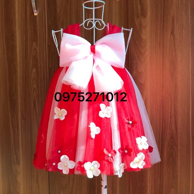 Đầm tutu cho bé ️️ Đầm tutu đỏ pha hồng phấn nơ HP cho bé gái từ 0 đến 8 tuổi