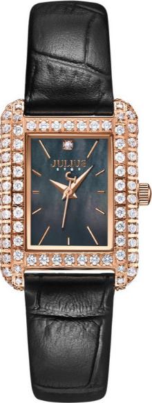 Đồng hồ nữ Julius Star Hàn Quốc JS-046B mặt chữ nhật viền đính đá