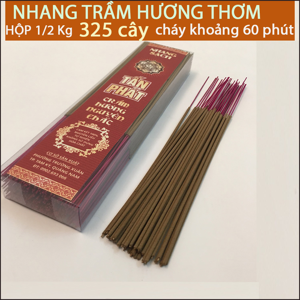 Nhang Trầm Hương Sạch Quảng Nam(Hộp 1kg=700 cây, 2kg=1400 cây Giá ƯU ĐÃI, cháy nồng nàng 60 phút)