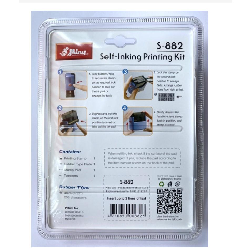 Dấu Shiny Printer s882 NSX HSD đóng ngày tháng năm - Bộ dấu ghép chữ và số đóng chất liệu bao bì nilon đóng date 2 dòng