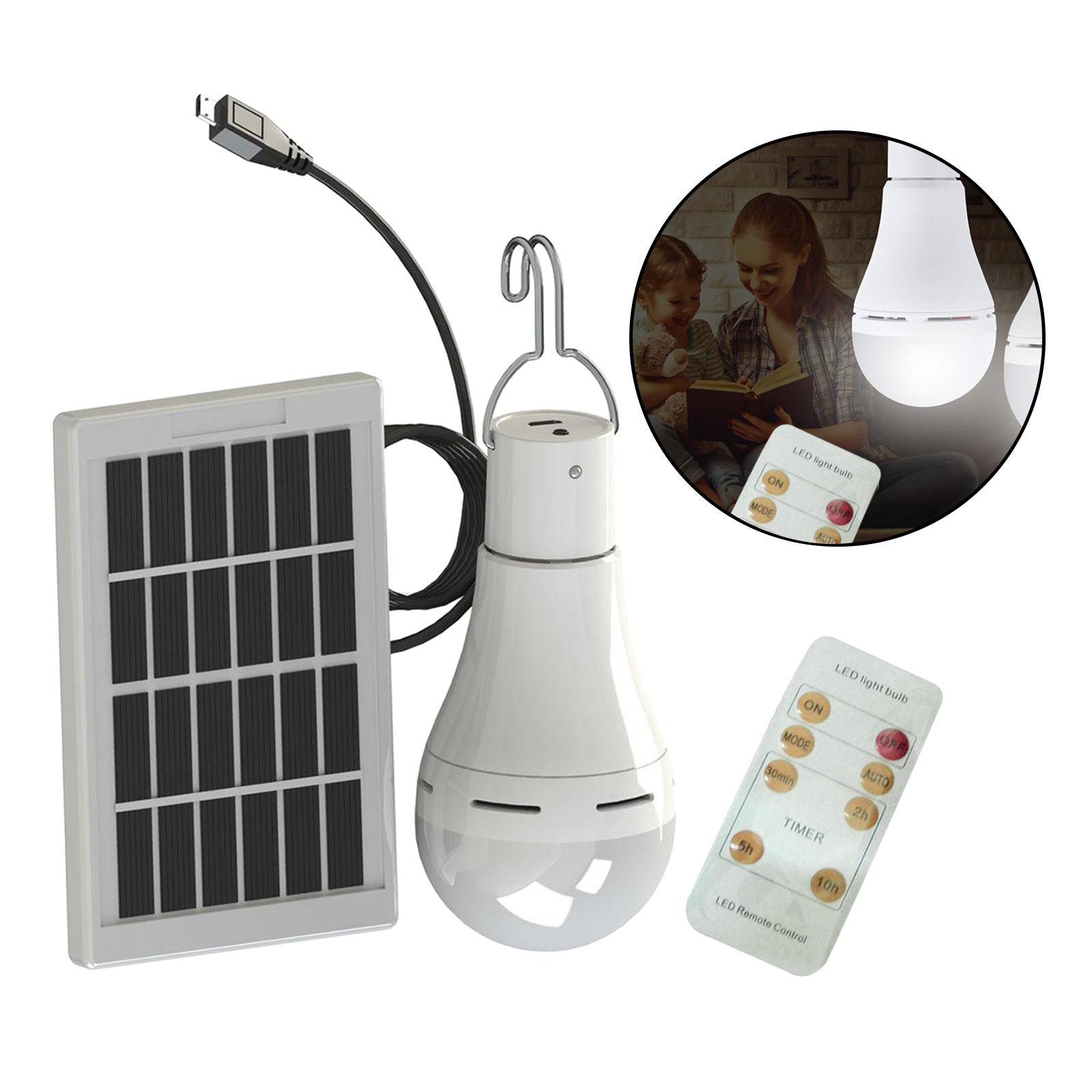 2x Solar Powered LED Light Bulb Tent Fishing Lamp Yard Camping Indoor Lighting