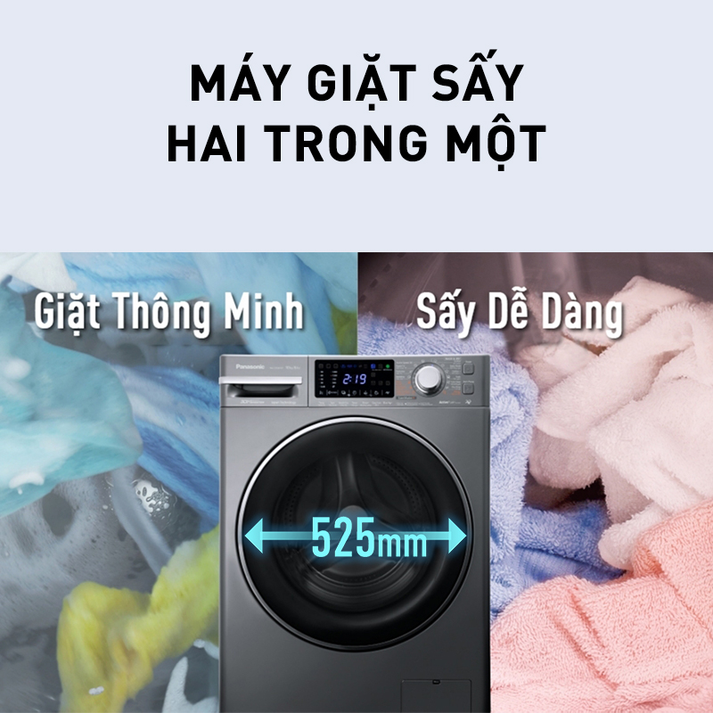 [Lắp đặt trong vòng 24h] Máy Giặt Cửa Trước Panasonic 10 Kg NA-S106FX1LV - Diệt Vi Khuẩn 99.9% - Hàng chính hãng