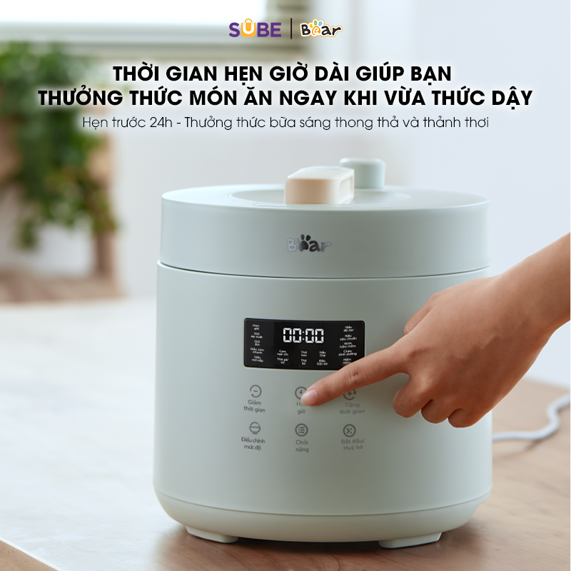 Nồi Áp Suất Điện Bear Đa Năng Thông Minh Tích Hợp Nhiều Chế Độ Nấu Hẹn Giờ Đến 24 Giờ An Toàn Cho Sức Khỏe SB-AS25L- Hàng chính hãng