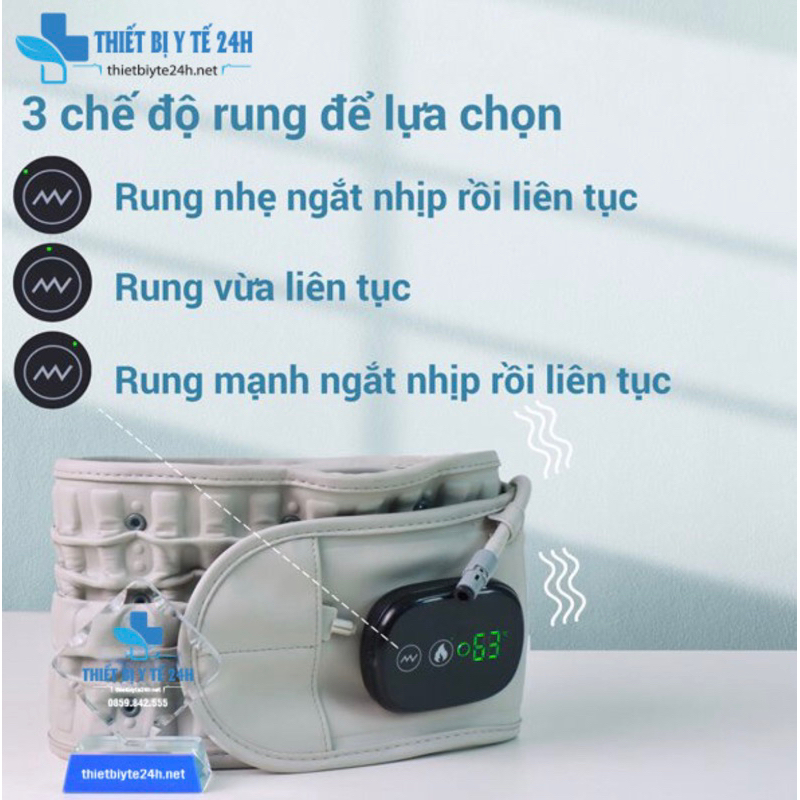Đai lưng cột sống thoát vị đĩa đệm cao cấp, Đai hơi kéo giãn cột sống định hình bảo vệ cột sống lưng chườm nóng hồng ngoại giảm đau thắt lưng hiệu quả - Hàng chính hãng