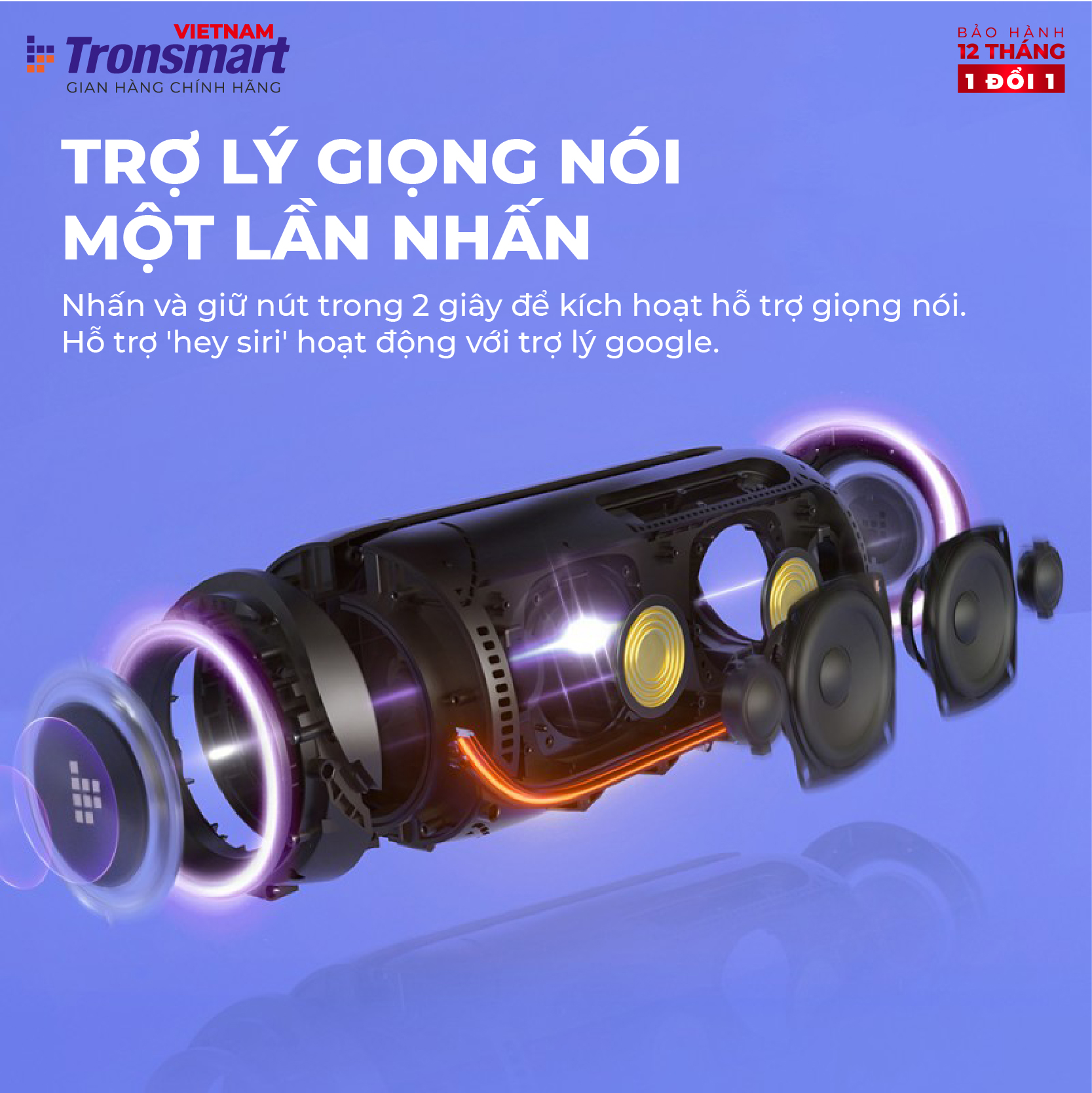 Loa bluetooth TRONSMART BANG Công suất 60W, Đèn led RGB theo nhịp - Công nghệ TuneConn, SoundPulse - 8 hiệu ứng EQ - Hàng chính hãng