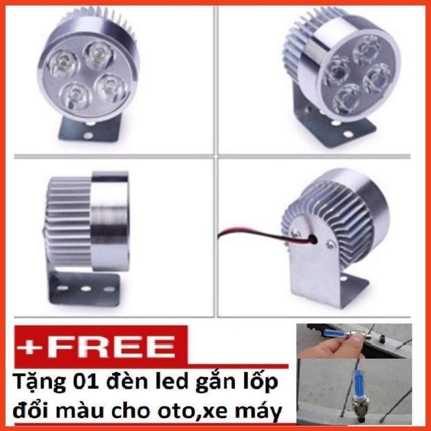 Đèn pha trợ sáng 4 LED dành cho xe mô tô, xe điện TL 360 tặng đèn led gắn van xe