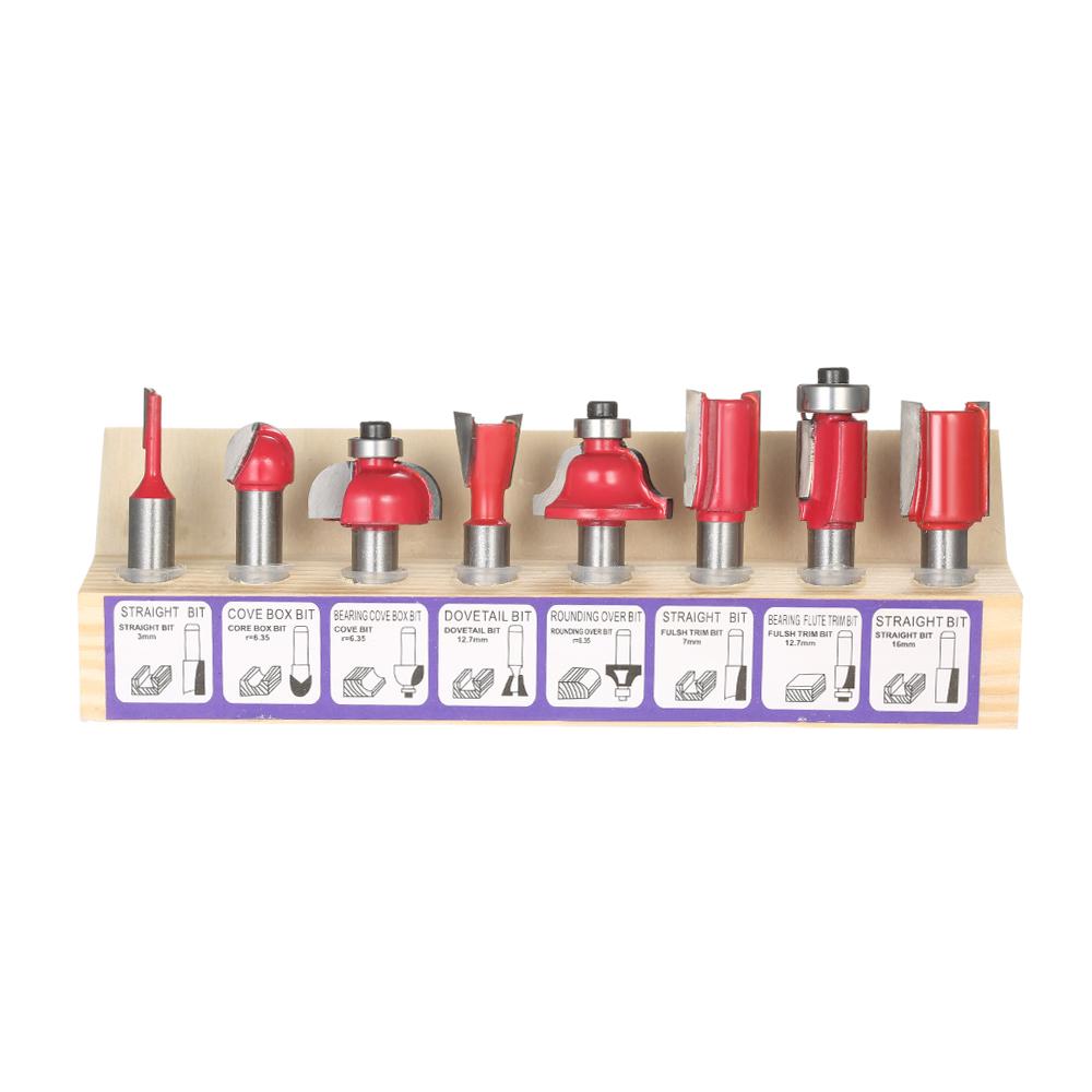 15pcs Milling Cutter Router Bit Set Carbide Shank Mill Woodworking Trimming Engraving Carving Cutting Tool