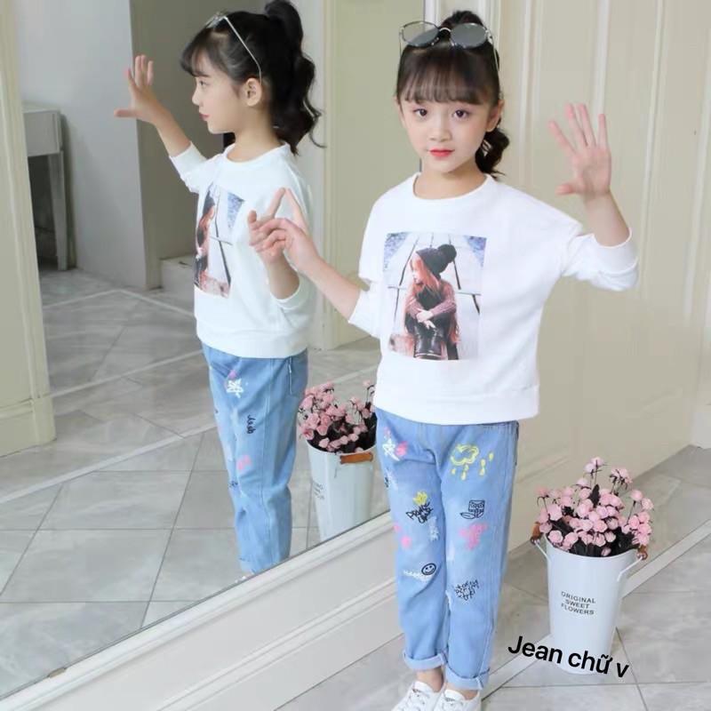 quần jean bé gái cực hót phong cách Hàn Quốc size 11-33kg