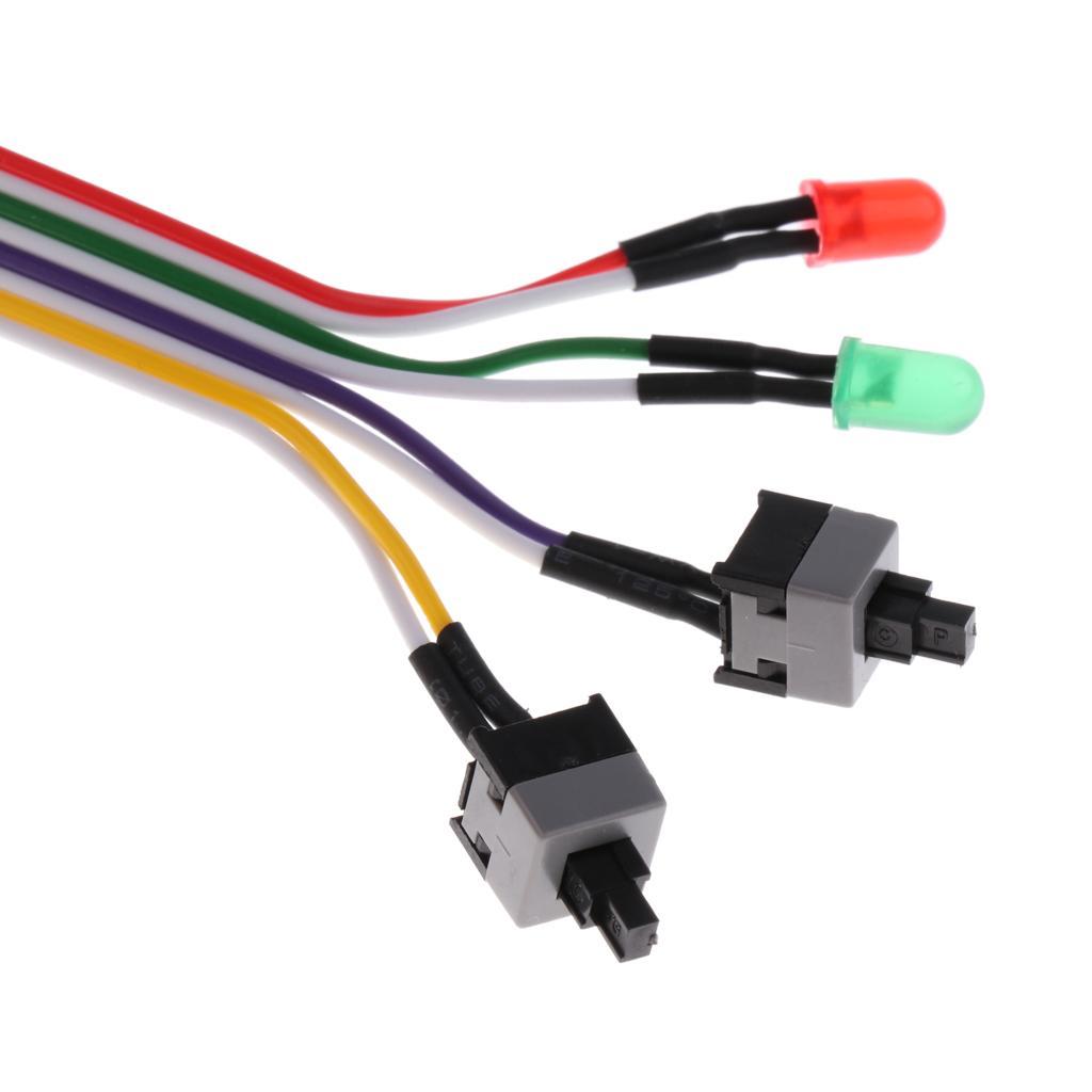 2x Power Supply Cord Replacement Reset LED Wire Kit for ATX Case Front Bezel