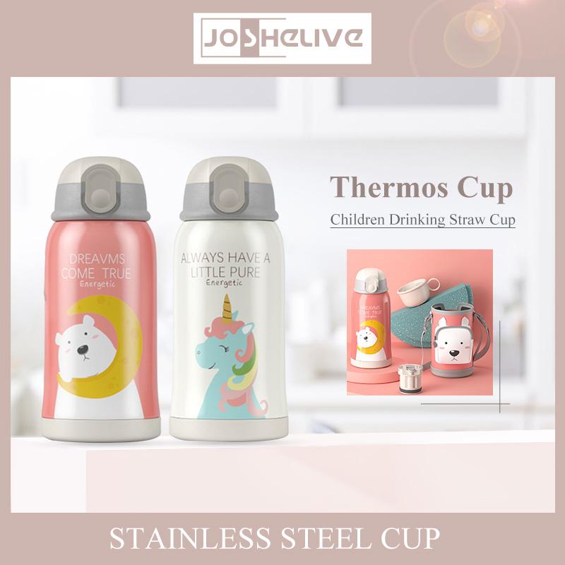 550Ml Treo Tường Đôi Trẻ Nhiệt Chai Du Lịch Ngoài Trời Hoạt Hình Cốc Bình Giữ Nhiệt Chân Không Thép Không Gỉ Cốc Tập Uống Có 3 Nắp Đậy Và cốc Tay
