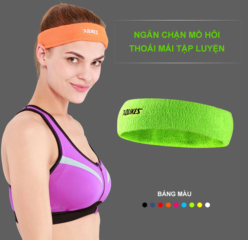 Băng đô băng trán thể thao AOLIKES A-2108 thấm mồ hôi cotton thoáng khí sport sweatband