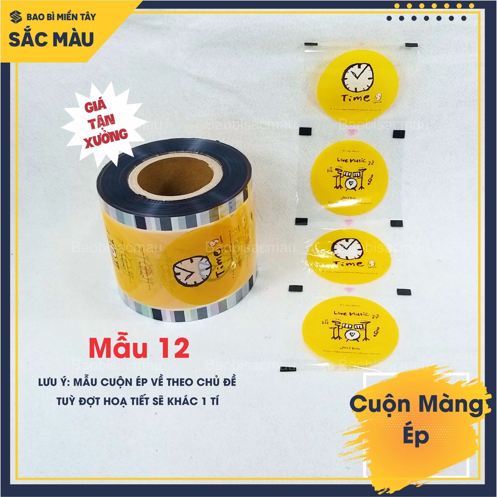 Cuộn màng ép ly, màng dập cốc in sẵn họa tiết vui tươi