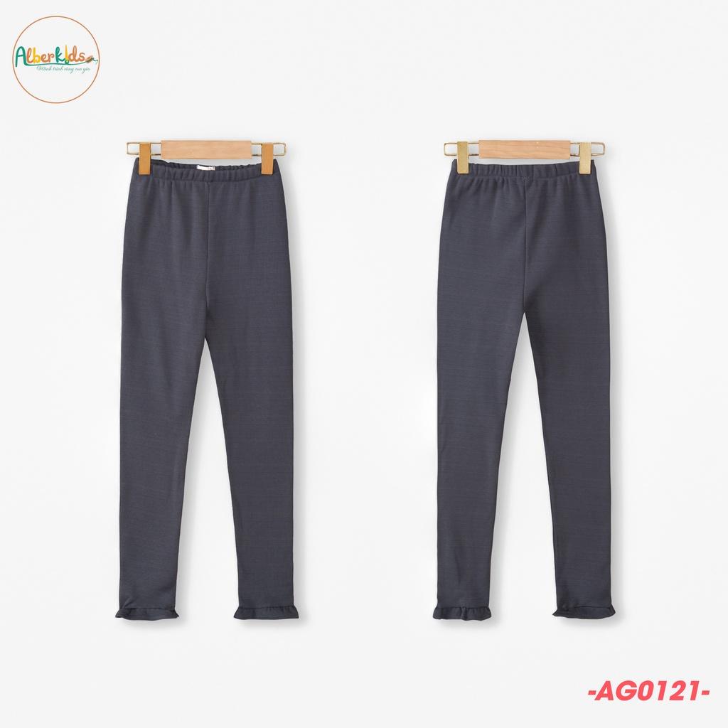 Quần legging bé gái ALBERKIDS phối chân bèo lót lông siêu ấm cho trẻ em 5,6,7,8,9,10,11,12 tuổi