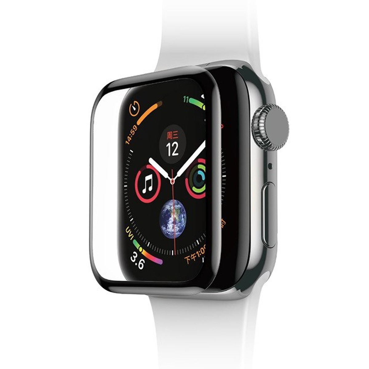 Đen - Miếng dán kính cường lực 3D full keo màn hình cho Apple Watch 40mm (siêu mỏng 0.3mm, độ cứng 9H, ôm sát viền bảo vệ máy) - Hàng nhập khẩu