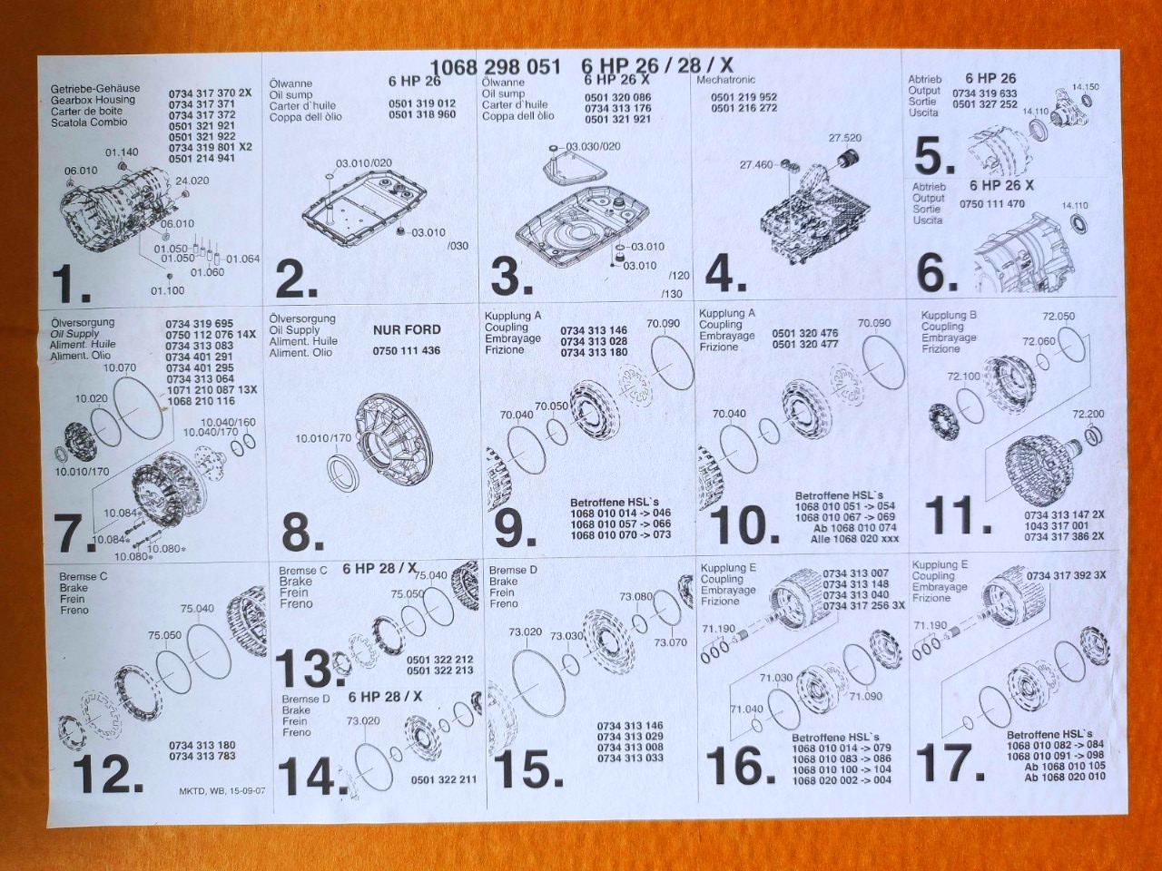 Bộ Ron Phốt Hộp Số ZF 6HP26 - BMW 7-Series (F02/E65/E66) 5-Series (E60) X5 (E53)