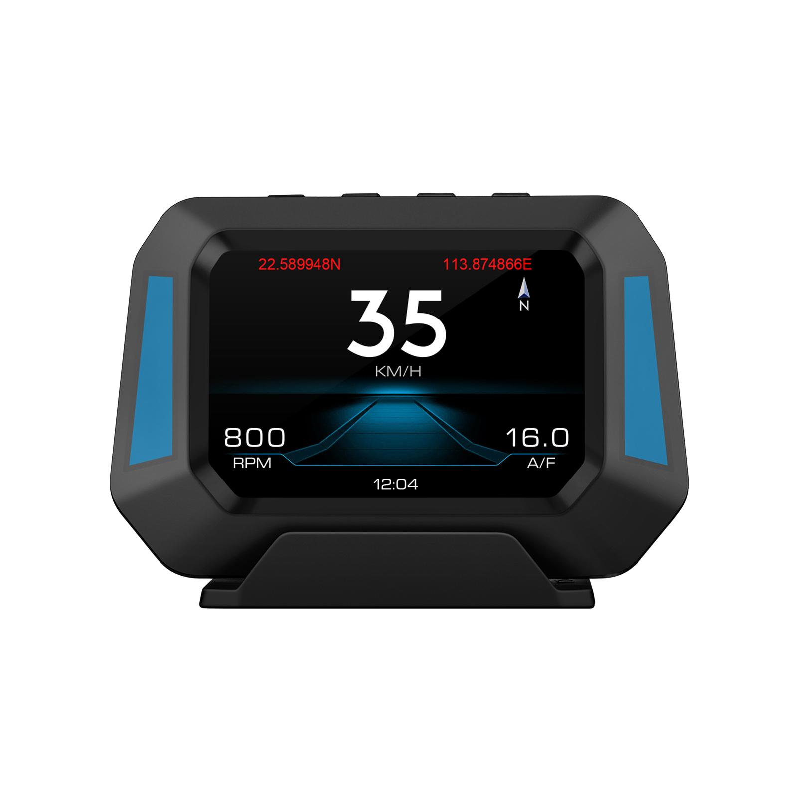 Trip Computer P21 HUD Car Gauge, OBDⅡ Diagnostic and Slope Meter Speedometer Safe Driving Computer Overspeed Alarm