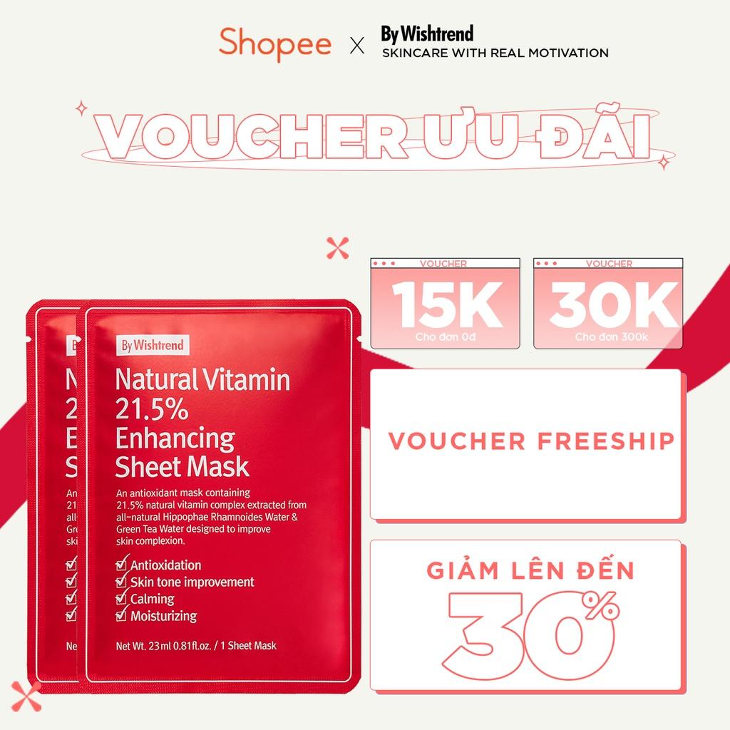 2 Mặt nạ dưỡng trắng da BY WISHTREND NATURAL VITAMIN 21.5% ENHANCING SHEET MASK 23ml
