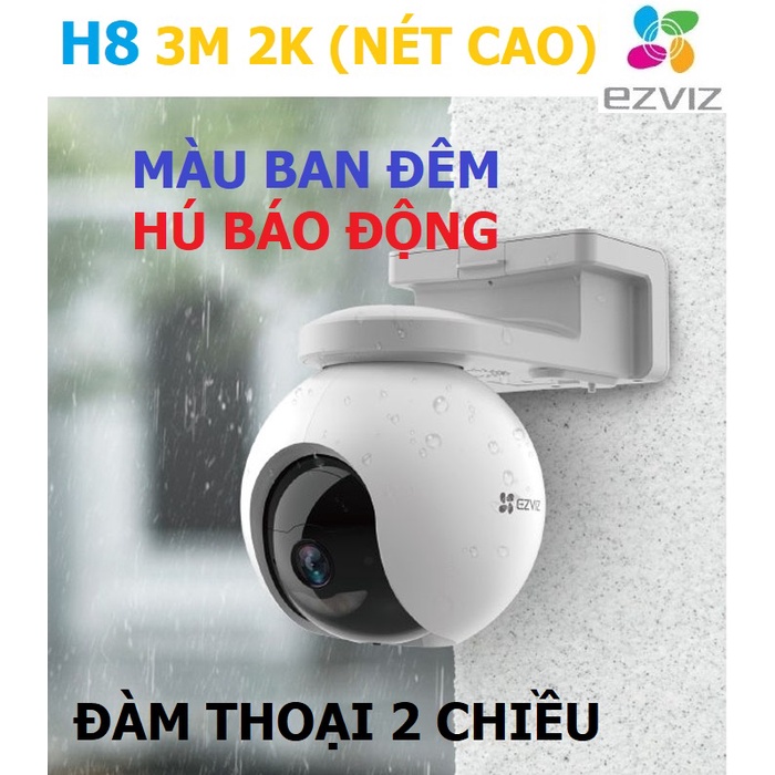 Camera Wifi Ezviz H8 3M 2K Quay 360 độ, Tính hợp AI, Đàm Thoại 2 Chiều, Có Màu Đêm - Hàng chính hãng