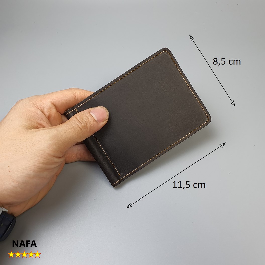 Ví da nam, ví kẹp tiền da bò sáp  NAFA WS222 thông minh, nhỏ gọn tiện lợi – Nâu sáp