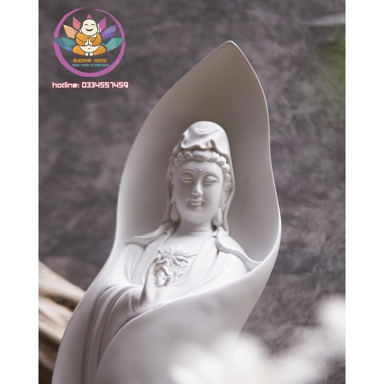 Tượng Mẹ Quan Âm cao 46cm màu trắng sứ ngà trang trí nội thất nhà cửa- phong thủy- thờ cúng
