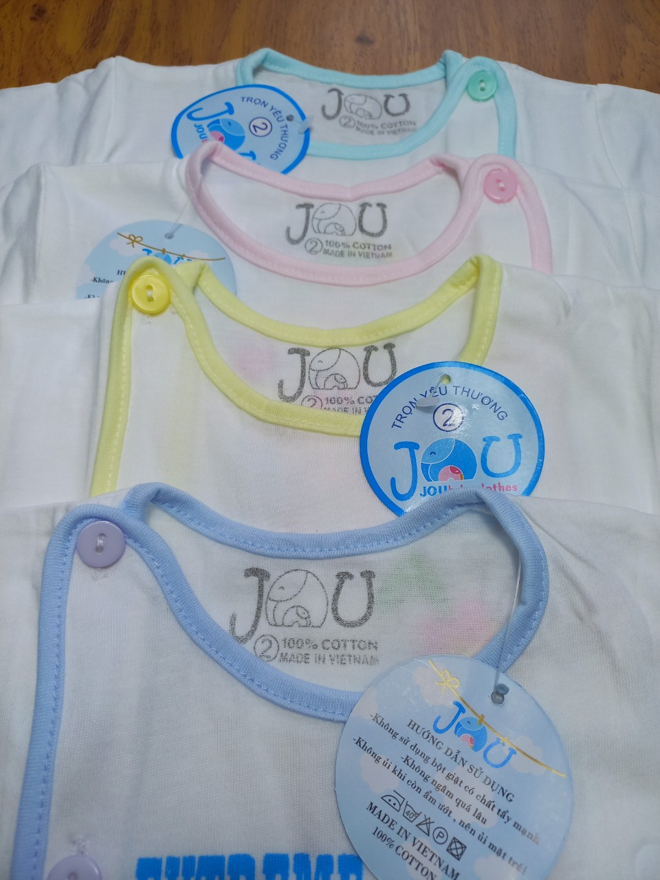 Áo sơ sinh Tay ngắn bác sĩ trắng JOU, chất vải cotton 100% cao cấp mềm, mịn, thoáng mát cho bé từ 3-10 kg