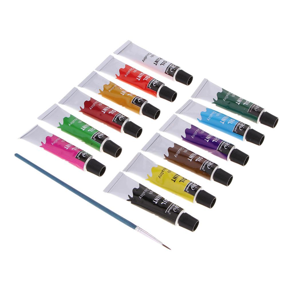 Set of 12 Acrylic Paint Set, Watercolor/ Oil Painting Tubes for Kids and Adults, Art & Craft Sets for Fabric, Wood, Ceramic, Glass, Rock