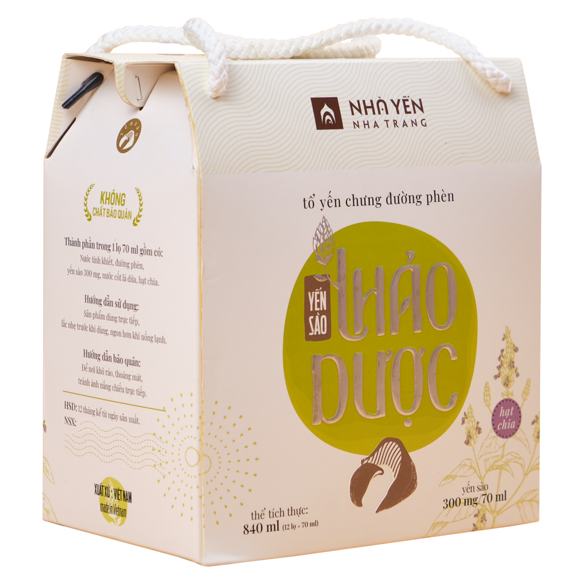 Nước Yến Sào Hạt Chia - Nhà Yến Nha Trang - Hộp 12 Lọ - Tổ Yến Chưng Sẵn - Nước Yến Chưng Sẵn - Hàng Chính Hãng