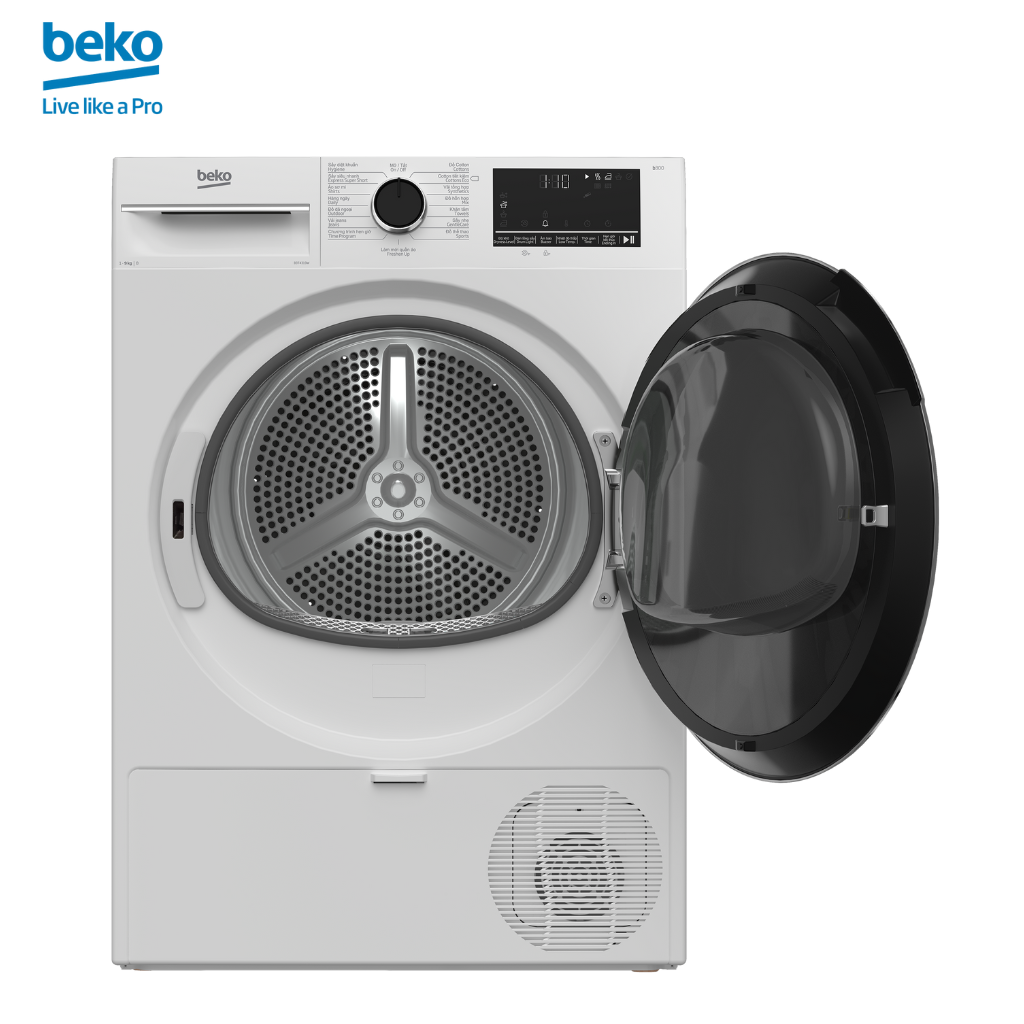 Máy Sấy Quần Áo BEKO Công Nghệ Sấy Ngưng Tụ 9Kg, Sấy Siêu Nhanh, Chống Nhăn, Lọc Bụi Vải - B3T4319W - Hàng Chính Hãng