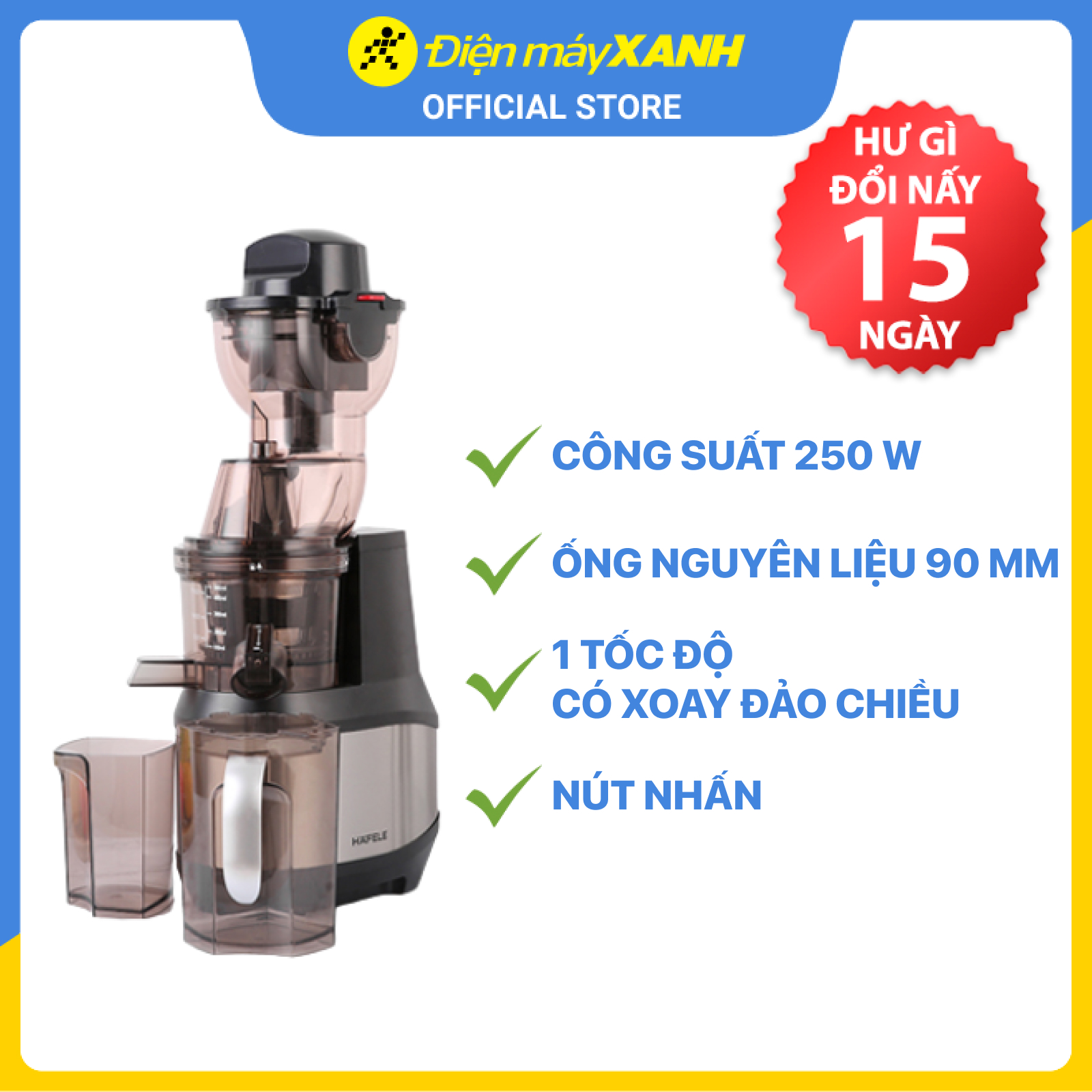 Máy Ép Trái Cây Miệng Lớn Hafele JE230-BL - 535.43.531 (Hàng chính hãng)