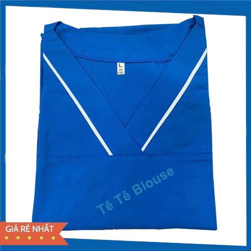 Bộ Blouse cổ tim Xanh Dương viền Trắng dành cho Nam Nữ - Bộ Scrubs đồng phục Kỹ thuật viên, Điều dưỡng, Dược sỹ, Y tá