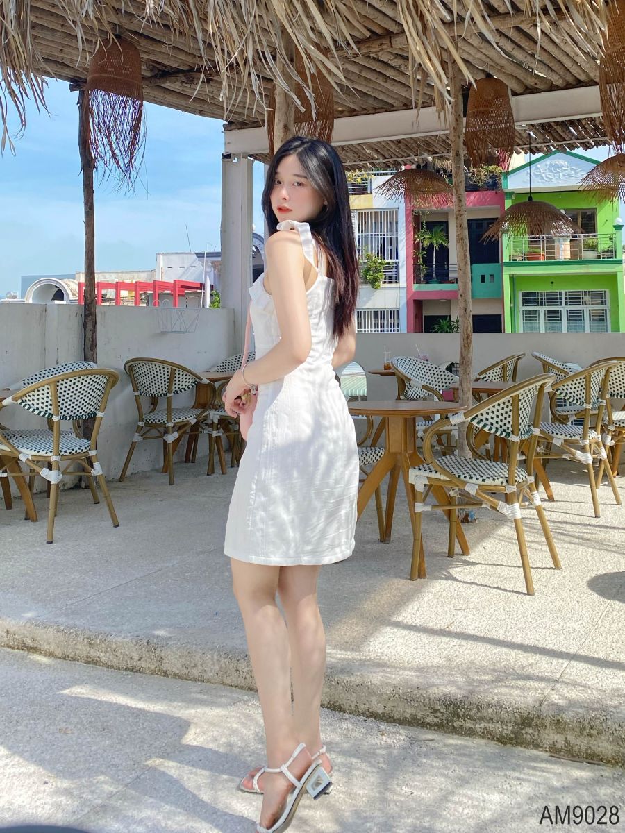 Đầm hai dây Nữ dáng ôm cột nơ vai OvanMade AM9028