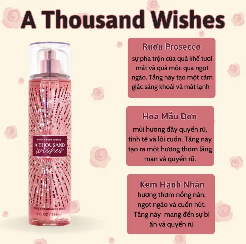 Body Mist A Thousand Wishes 236ml - Bath and Body Work A Thousand Wishes Chính Hãng