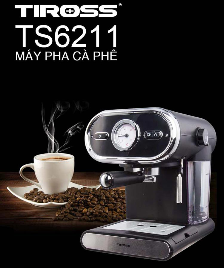 Máy Pha Cà Phê Espresso Tiross TS6211 (15bar) - Hàng Chính Hãng