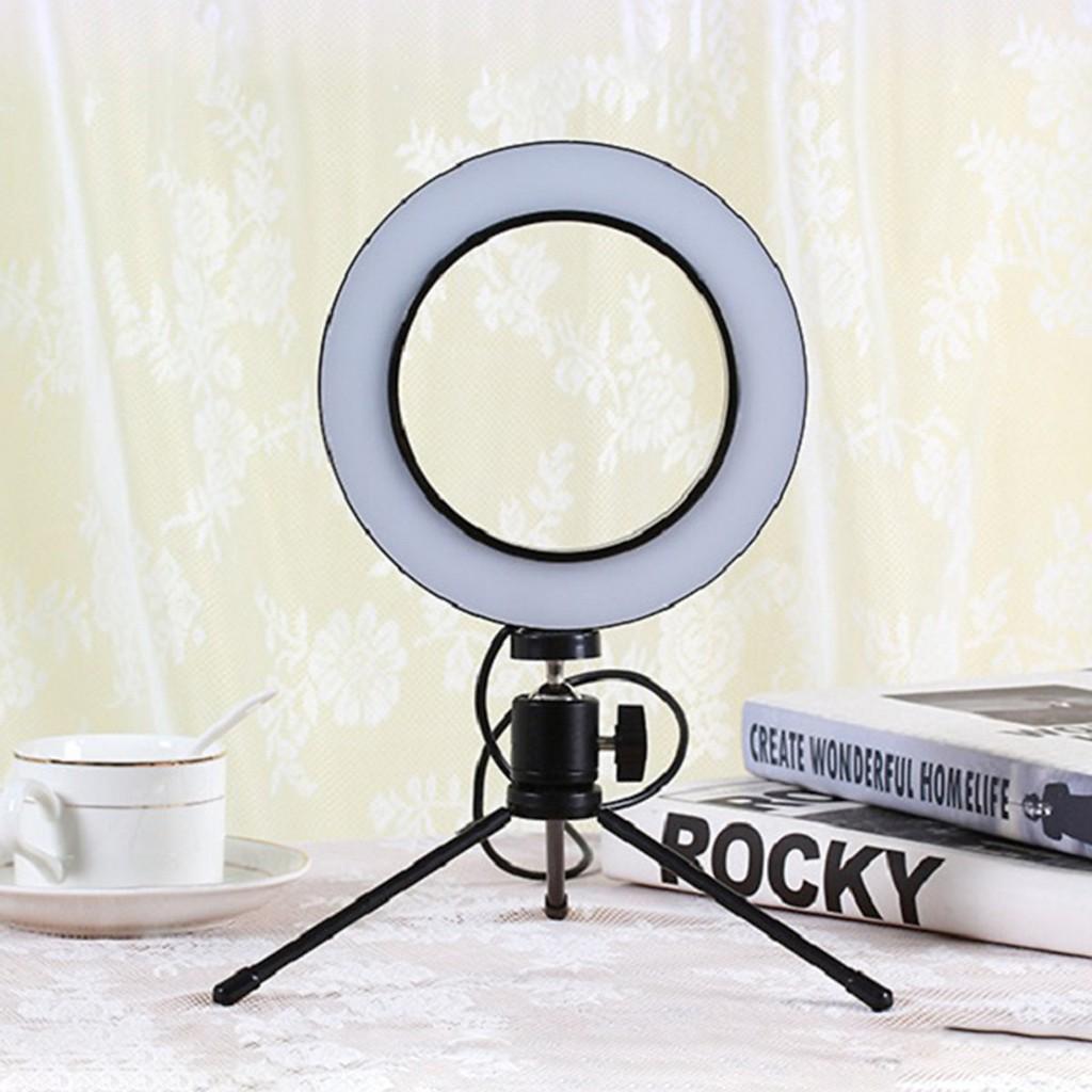 Bộ đèn livestream mini 3 chế độ 16cm có giá đỡ 3 chân xoay 360 kèm kẹp điện thoại