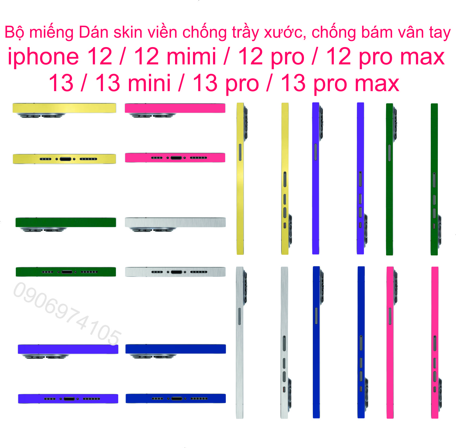 Bộ miếng dán skin viền dành cho iphone 13 pro max / 13 pro / 13 / 13 mini /12 pro max/12 pro /12 /12