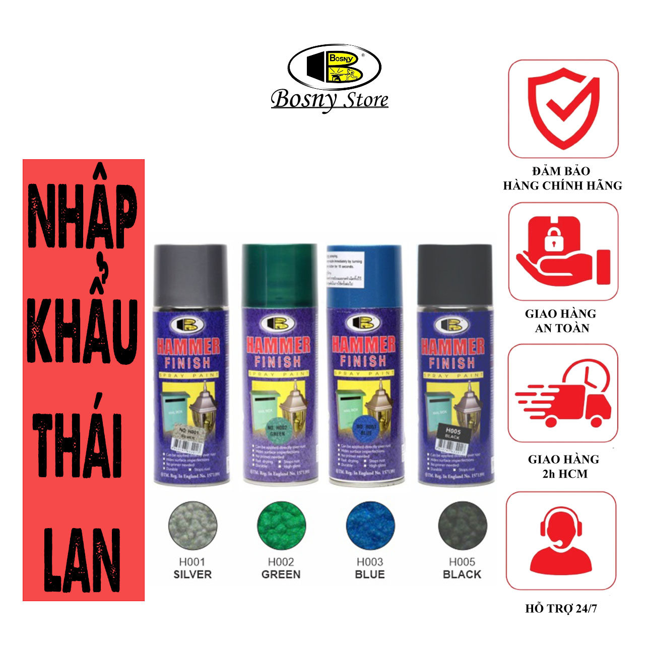 Sơn xịt hoa vân Bosny Finish Spray Paint - Bảo vệ bề mặt tối ưu với hiệu ứng hoa văn bề mặt độc đáo