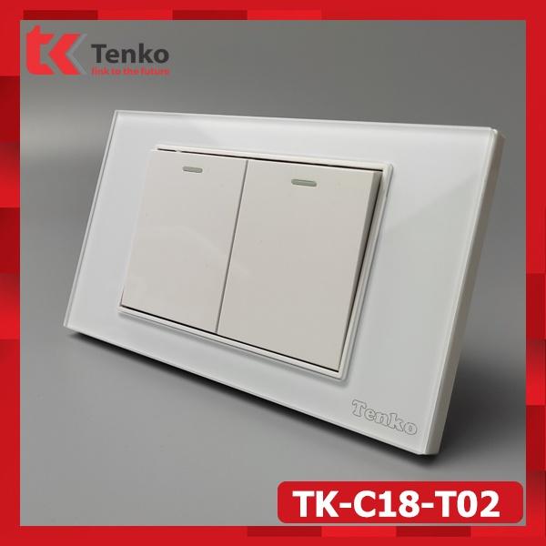Công Tắc 2 Nút Âm Tường Mặt Kính Cao Cấp Thương Hiệu TENKO Nhật Bản BH 5 Năm